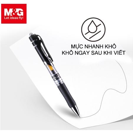 Bút gel bấm K35 / Bút bi nước K35 / Bút viết chữ Hán M&G - K35, Ngòi siêu bền, đều nét