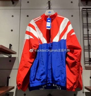 Adidas male and female clover BF contrast stitching casual retro windbreaker loose wind jacket