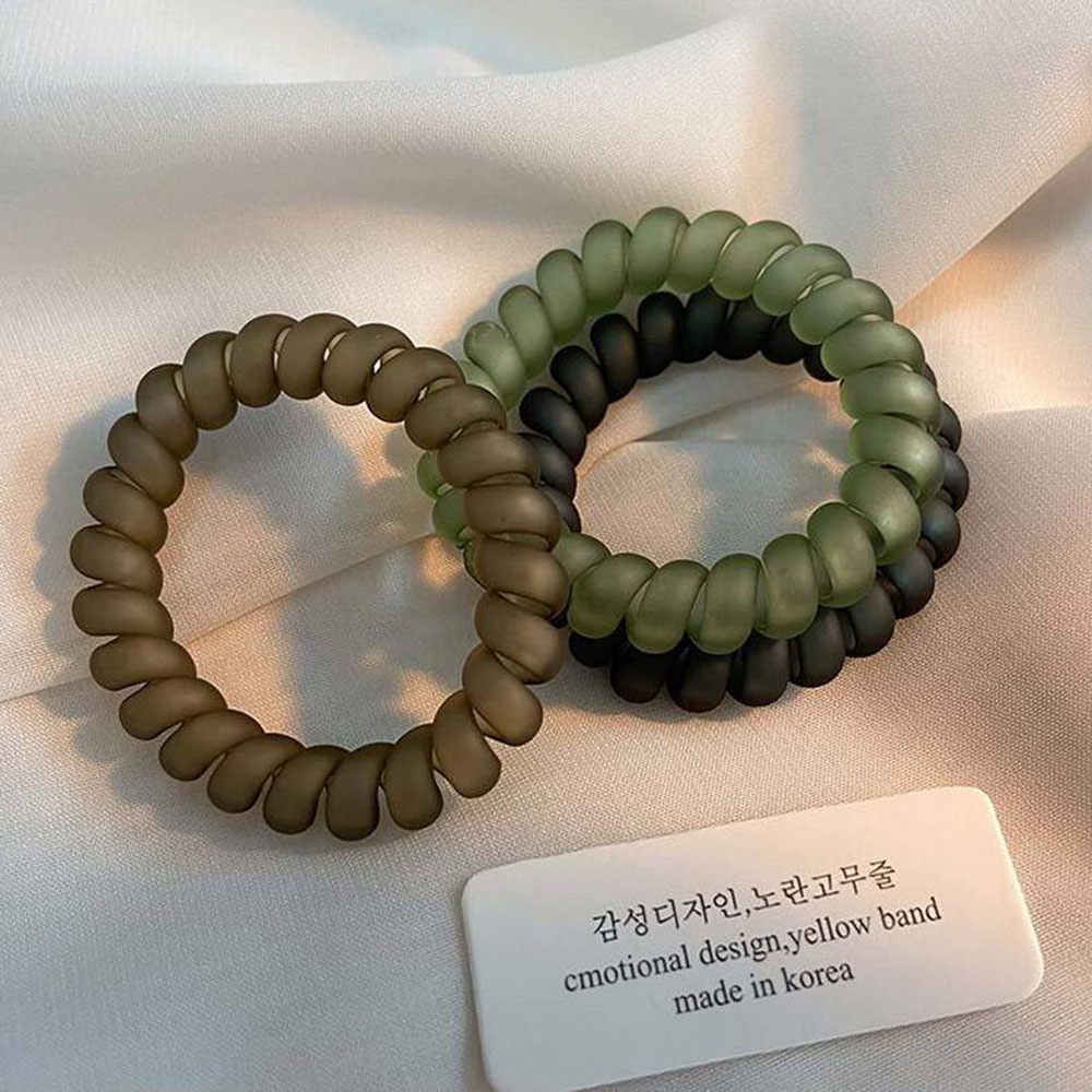 Dây buộc tóc co giãn màu nhám kiểu dây điện thoại dễ thương cho nữ