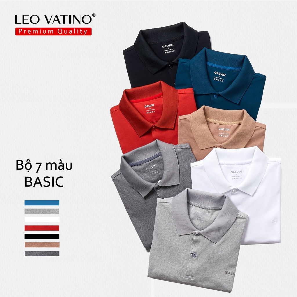 Áo thun Polo nam Galvin dòng Premium chất Cotton 95% CVC cá sấu cổ bẻ tay ngắn chuẩn form fullbox PLGVPR01 - Leo Vatino