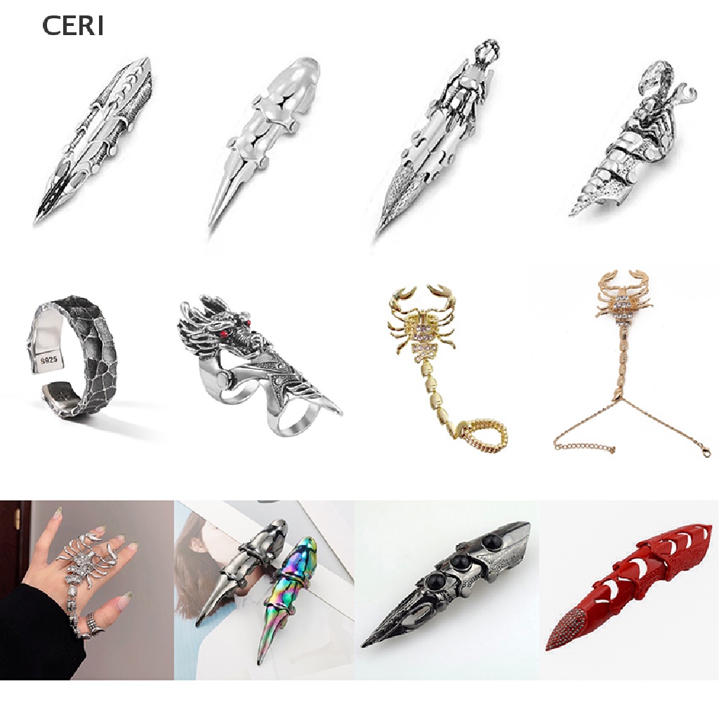 Ce Nhẫn Đeo Khớp Ngón Tay Kim Loại Hình Rồng / Đầu Lâu / Bọ Cạp Gothic Punk Vintage Cá Tính