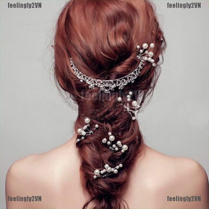 Trâm cài tóc phối hình hoa đính ngọc trai thanh lịch cho nữ