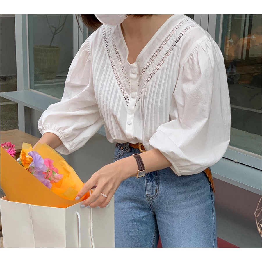 Áo Nữ Tay Lỡ Phối Ren 49369