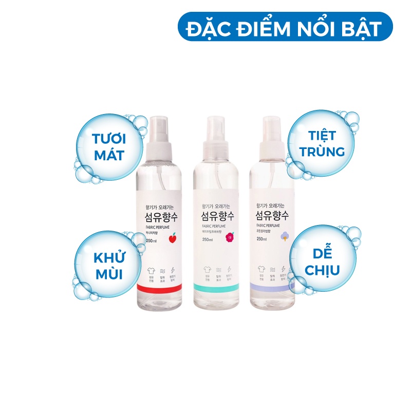 Xịt Thơm Quần Áo Fabric Perfume Hàn Quốc Giúp quần áo lúc nào cũng thơm mát tươi mới 250ml