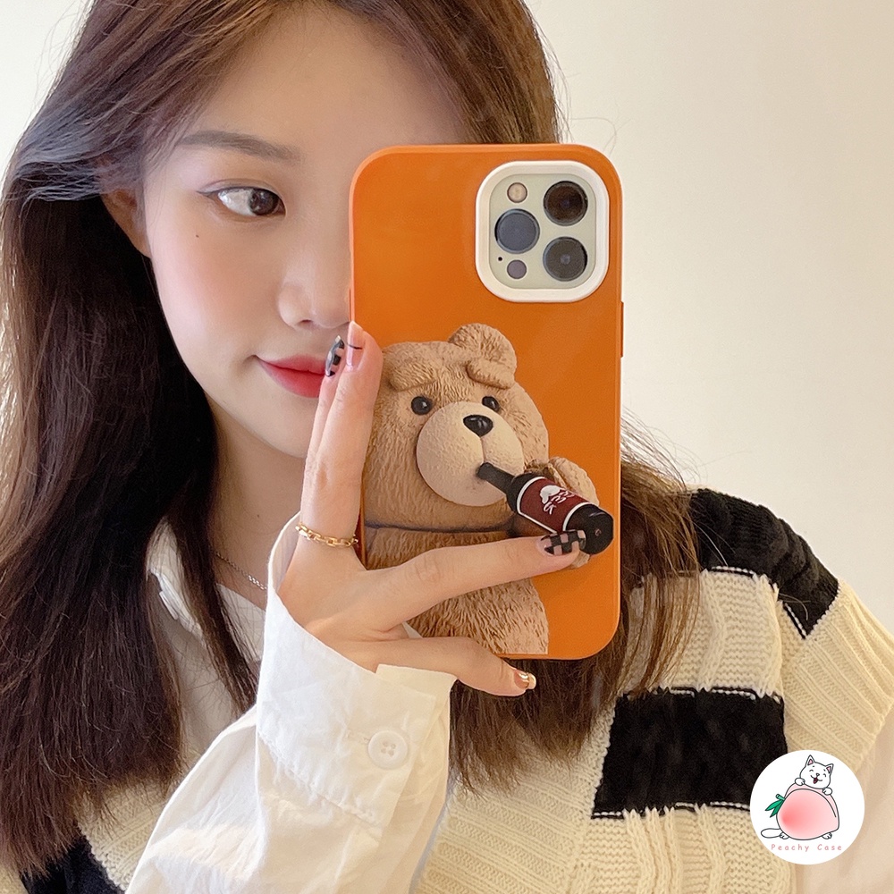 Ốp điện thoại mềm in hình gấu Teddy đáng yêu 3 trong 1 tháo được thích hợp cho IPhone 12 11 PMax X Xs Max XR 8 7 Plus