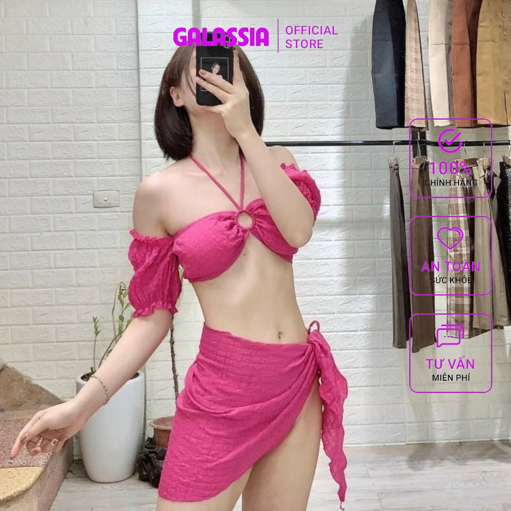 Bikini đi biển 3 mảnh khoen tay phồng siêu sexy GALASSIA