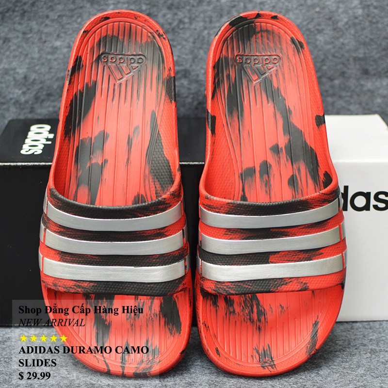 Dép Adidas Duramo Camo chính hãng màu đen đỏ sọc bạc