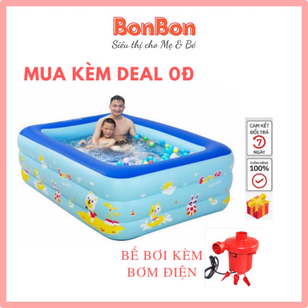 Bể bơi Cho Bé Phao Bơi 3 Tầng, Thành Cao Có Đáy 2 Lớp Chống Trượt Kích Cỡ 1m3, 1m5, 1m8, 2m1 Như Hồ Bơi