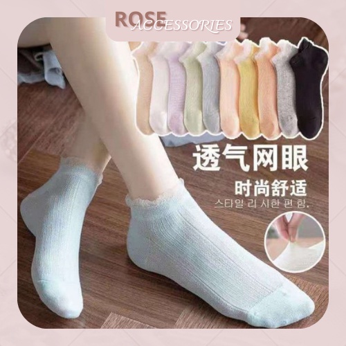 Tất nữ cổ ngắn họa tiết nhiều màu chất liệu mềm mại phong cách Ulzzang Rose.Acessories mã TN02