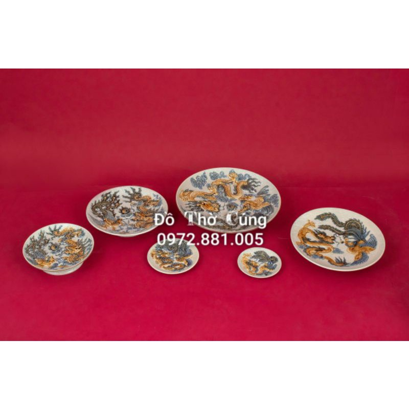 Mâm bồng rồng đắp nổi cao cấp Bát Tràng