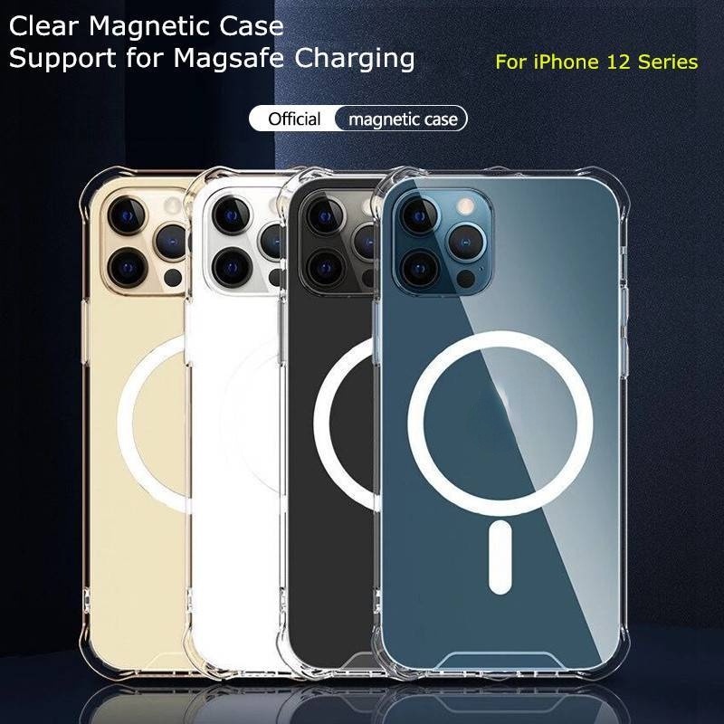 Ốp điện thoại hỗ trợ sạc không dây trong suốt có nam châm sạc không dây cho iPhone 11 12 Pro Max 12 Mini
