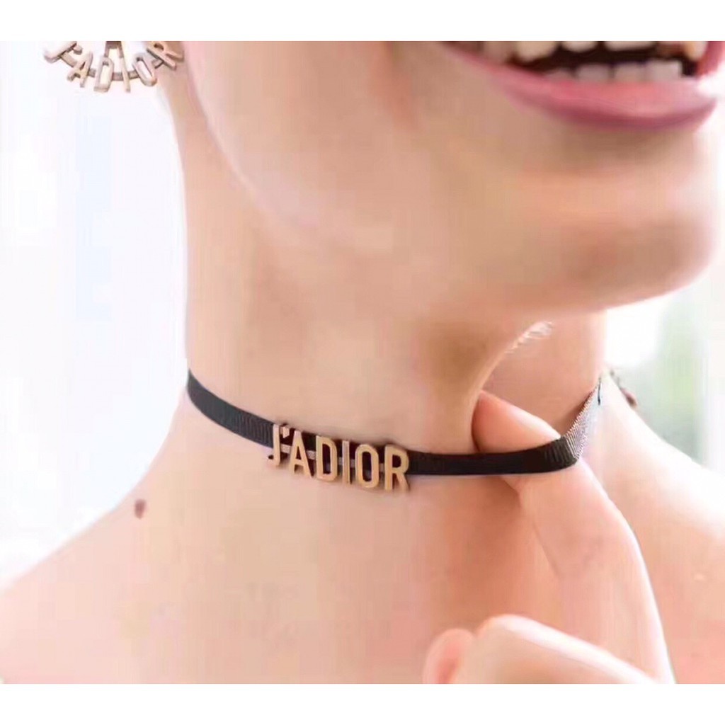 Dior dây chuyền JADIOR vòng cổ nữ Vòng vây dệt màu đen