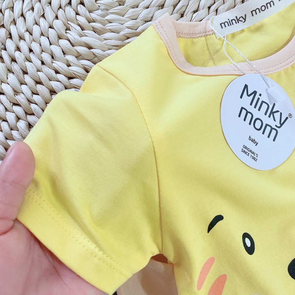 Bộ Cộc Minky Mom Họa Tiết Động Vật Có Tai Heo Hồng