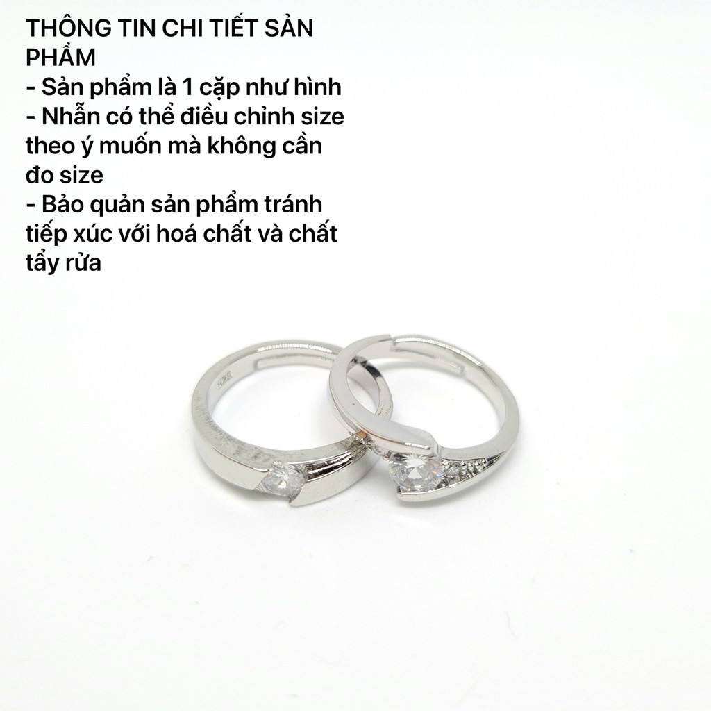 Nhẫn đôi bạn thân tình yêu đẹp giá rẻ nam nữ đính đá NB03