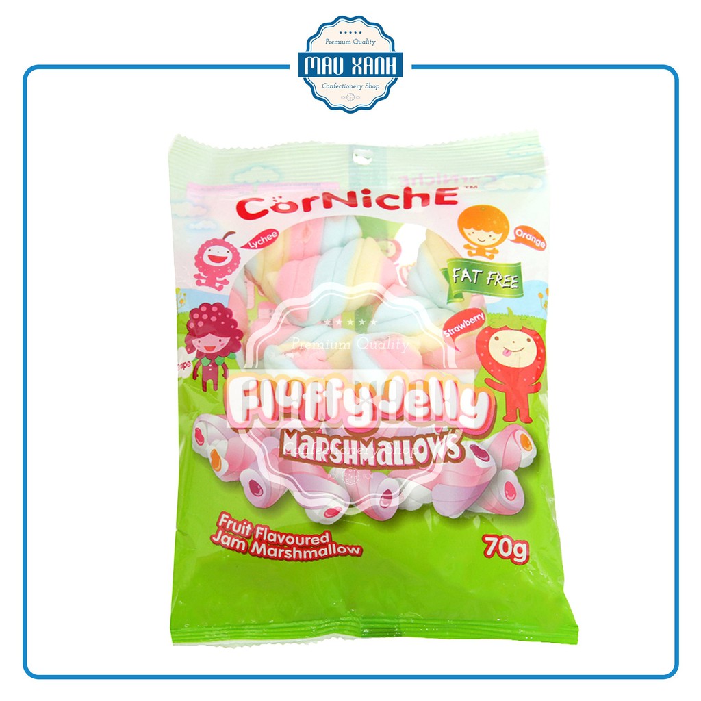 Kẹo Bông Gòn Marshmallow Nhân Trái Cây CorNiche Xoắn (Gói 70g)