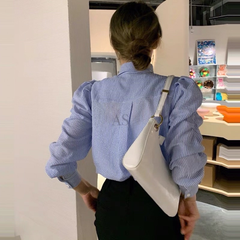 ⚡️BÁN SỈ⚡️Áo sơmi kẻ sọc xanh tay bồng | BigBuy360 - bigbuy360.vn