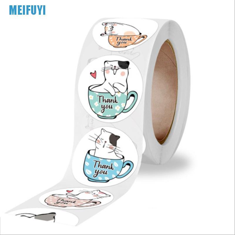 Set 500 miếng dán hình tròn in chữ Thank You độc đáo trang trí đồ thủ công