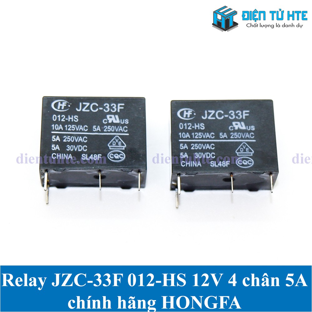 Relay JZC-33F 012-HS 12V 4 chân - tiếp điểm thường mở 5A - chính hãng HONGFA