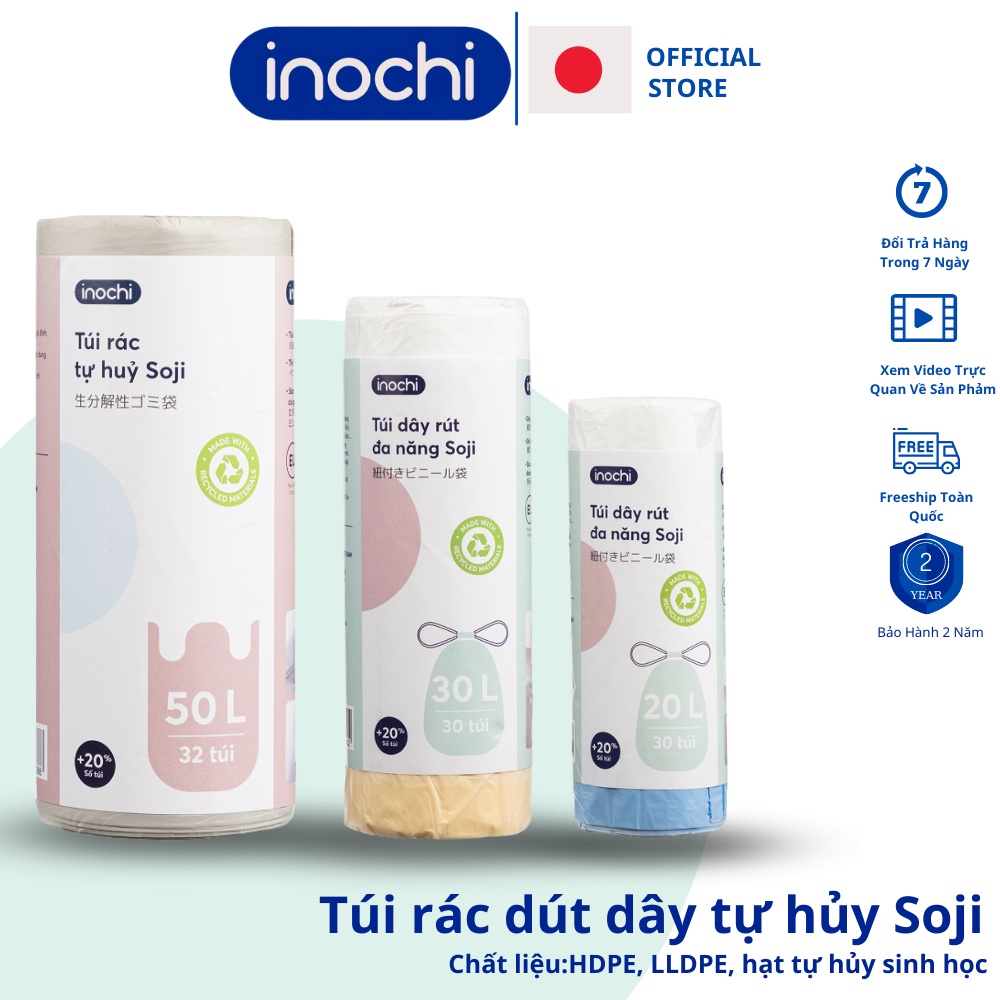 Túi đựng rác dây rút đa năng Soji 20L Chính hãng INOCHI