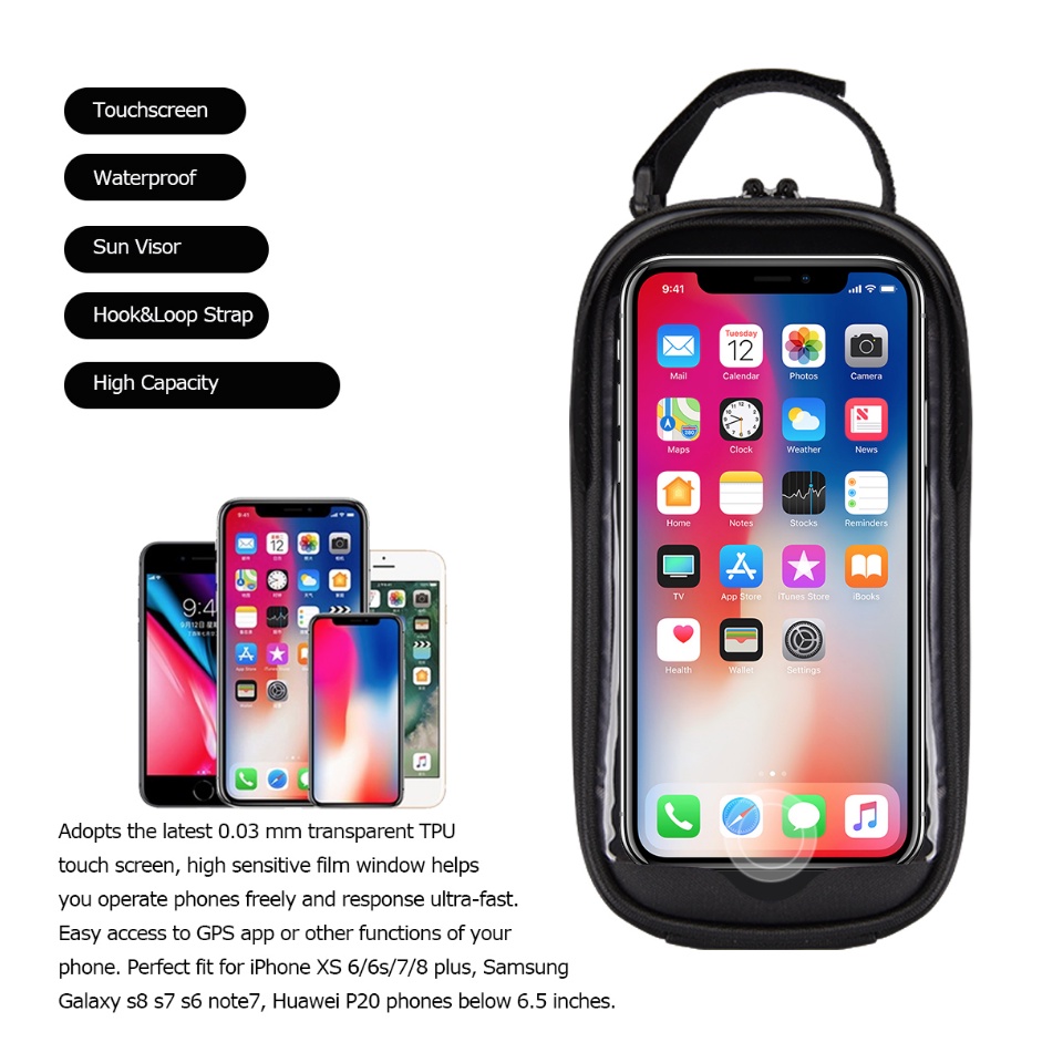 Túi gắn ống ngang dành cho xe đạp tương thích với điện thoại cảm ứng Sahoo Essential Smart Phone Top tube bag