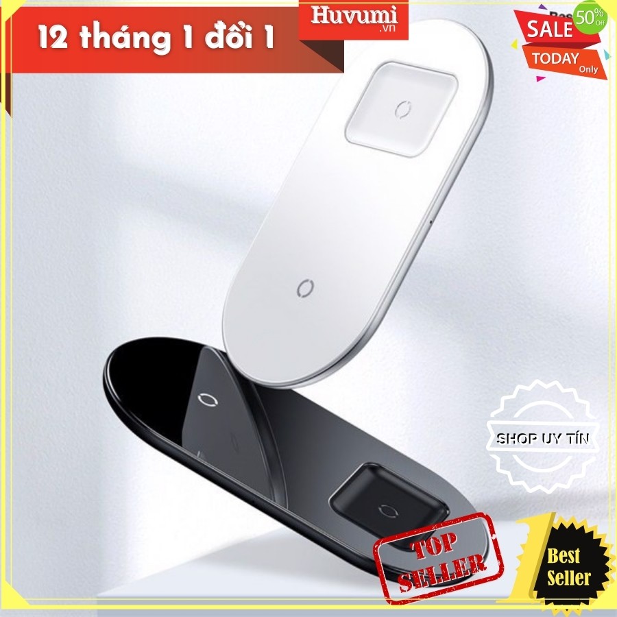 [Chính Hãng - Sẵn] Đế sạc nhanh không dây Baseus Simple 2 in 1 Wireless Charger 15W cho iPhone và Airpods- New 100%