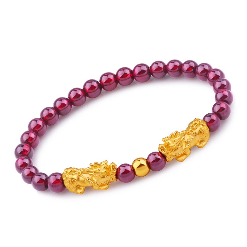 Vòng Tay Hạt Đá Pixiu Đỏ May Mắn Phong Thủy Pi Xiu Dành Cho Nam Và Nữ