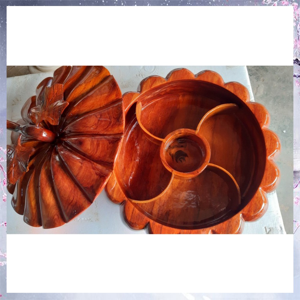 Hộp đựng bánh kẹo, khay đựng mứt ngày tết gỗ hương nguyên khối quý