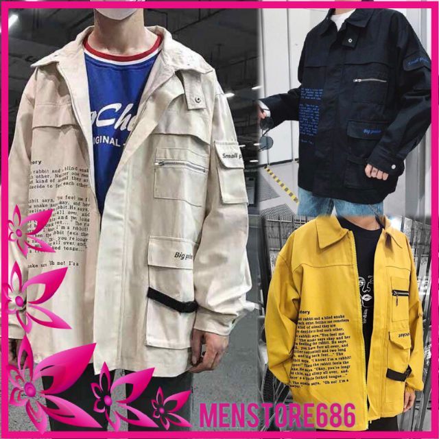 Áo khoác kaki phối kéo túi- ảnh thật