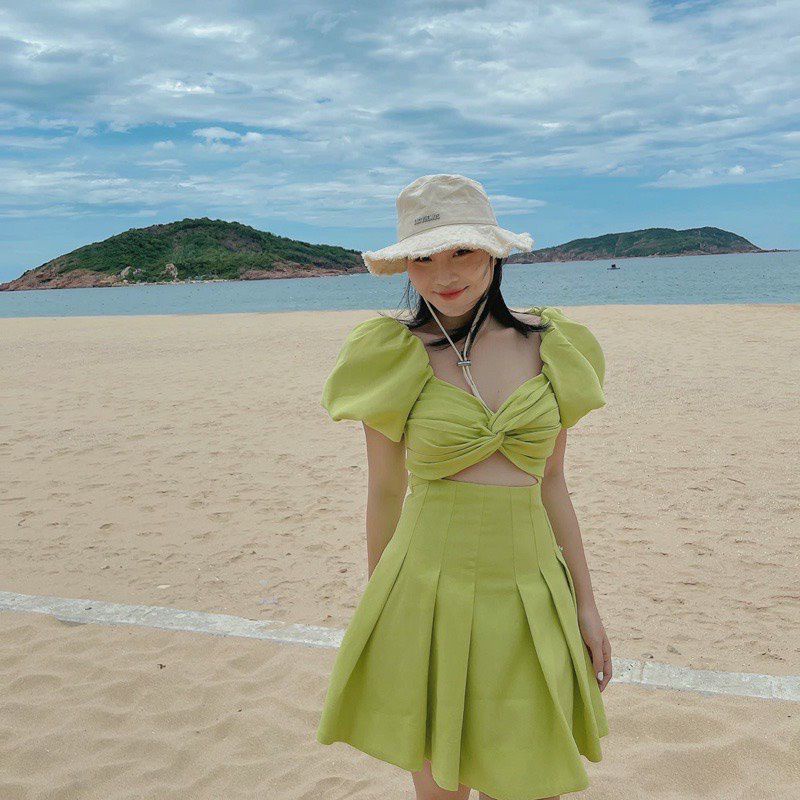 ĐẦM XOÈ TAY PHỒNG KHOÉT EO XẾP LI