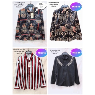 Áo sơ mi phi lụa hoạ tiêt -hình chụp thật