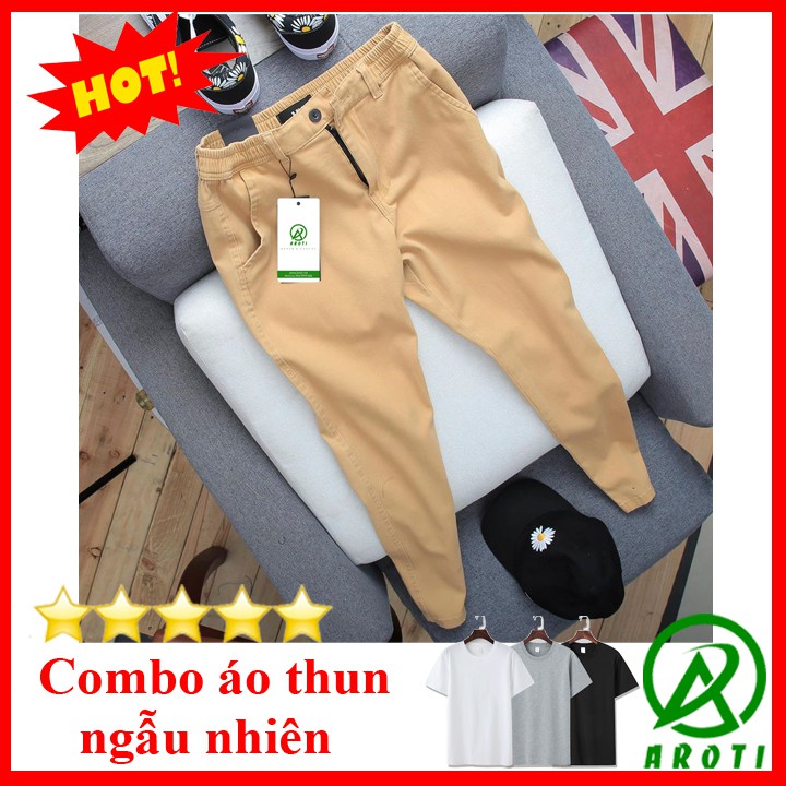 Quần Kaki Nam Đẹp AROTI Ống Suông Dài Rộng Vải Kaki Cao Cấp Mềm Mịn,Co Giãn Tốt Dáng Âu Đứng,Công Sở,Lưng Thun QK045+ÁO