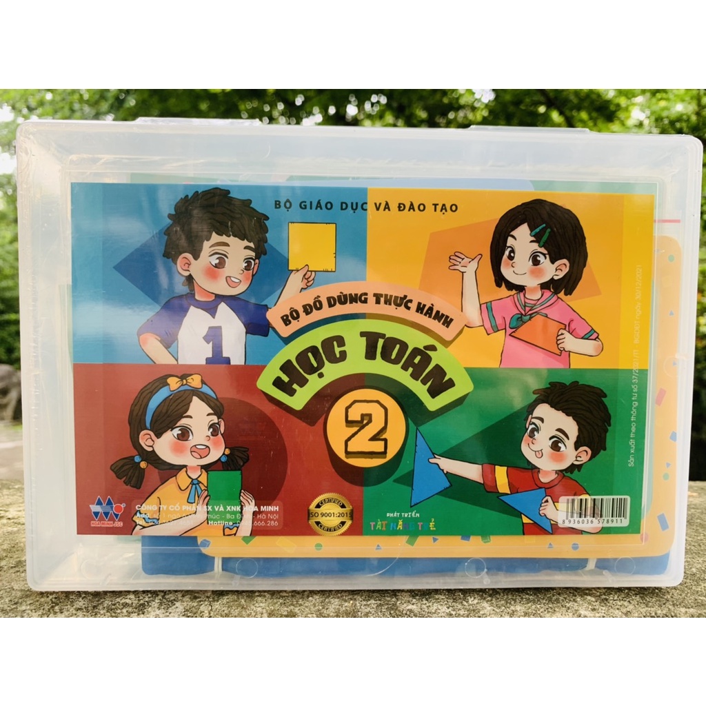 BỘ ĐỒ DÙNG THỰC HÀNH HỌC TOÁN 2+ BỘ HÌNH KHỐI TOÁN LỚP 2 HOA MINH