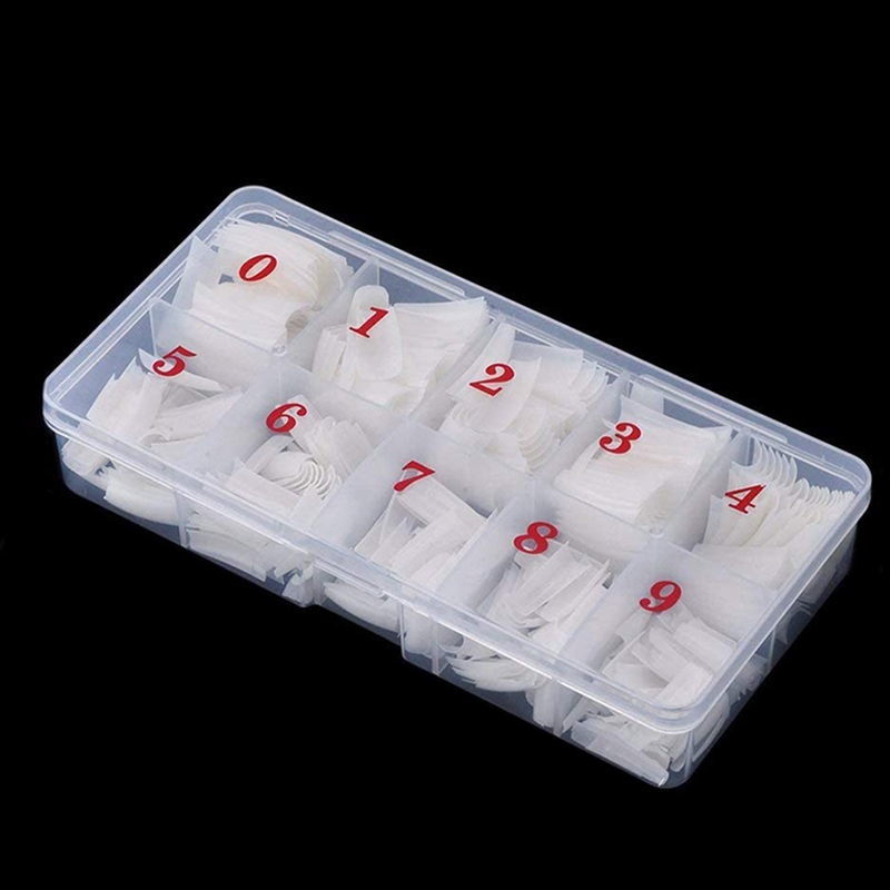 [Hàng mới về] Hộp 500 Móng Tay Giả Màu Trong Suốt Kèm Hộp Đựng Tiện Lợi