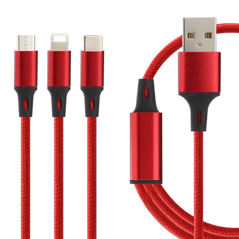 Cáp sạc nhiều đầu đa năng , dây cáp sạc 3 đầu thông minh dây dù cực bền