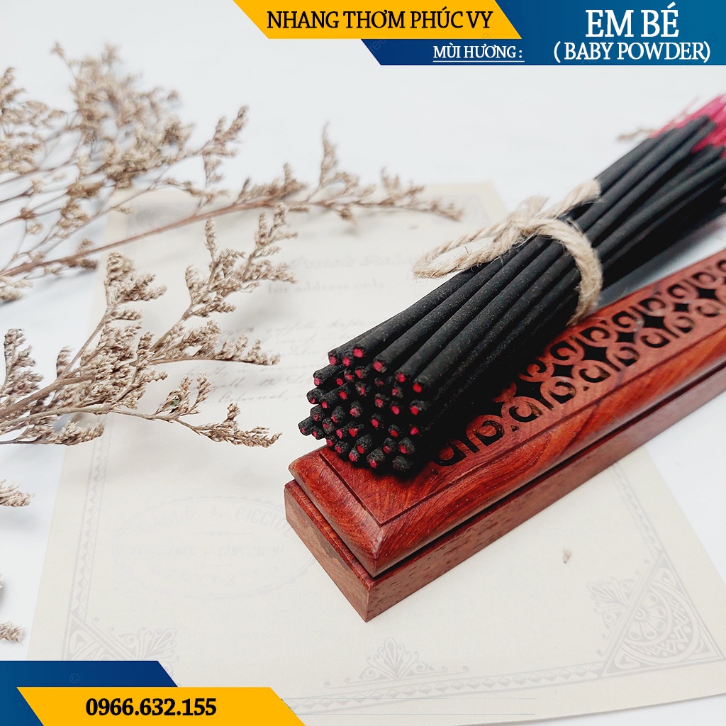 Nhang Thơm Phúc Vy Mùi Hương Em Bé - Túi 39 Cây 28cm, Ít Khói, Thơm Nhẹ, Dễ Chịu, Không kích mũi