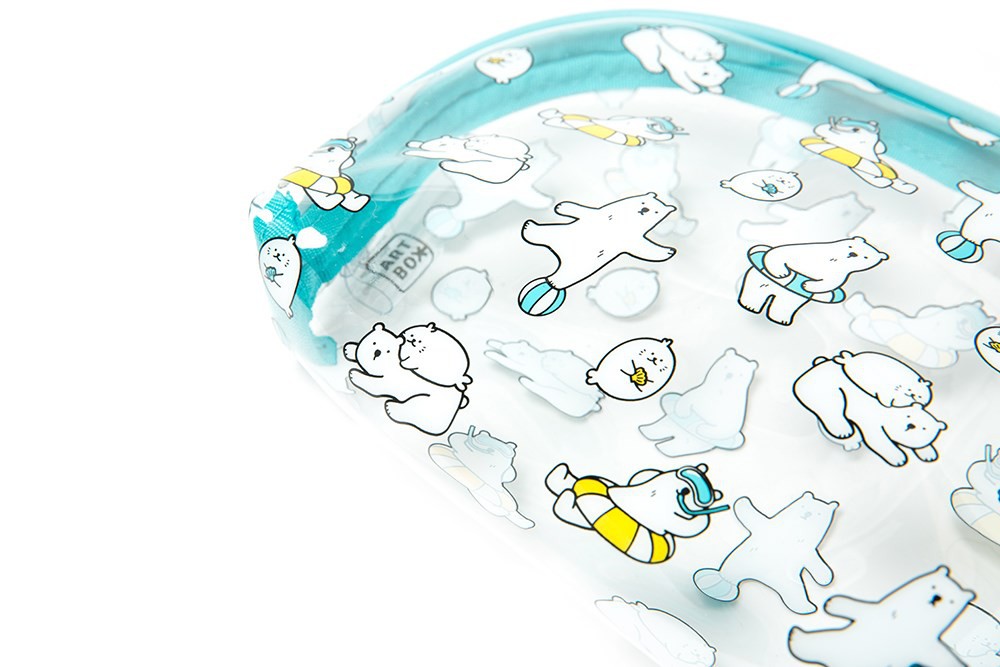 Túi Đựng Đồ ARTBOX Hàn Quốc Bằng PVC In Hình Chú Gấu Bắc Cực Và Rái Cá