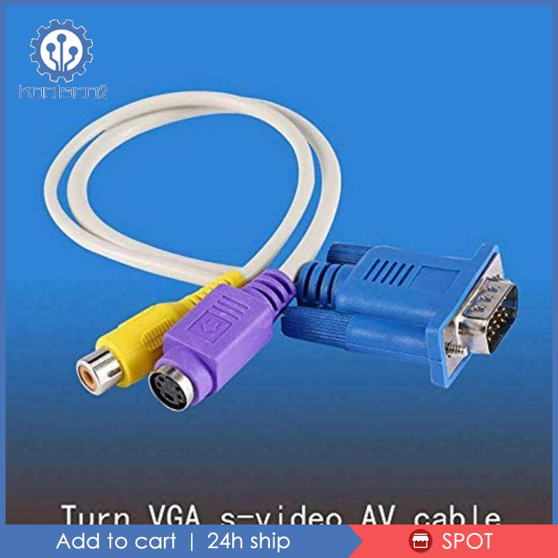 Dây Cáp Chuyển Đổi VGA SVGA Sang S-Video RCA HD Video AV TV Cho Máy Tính Koolsoo2