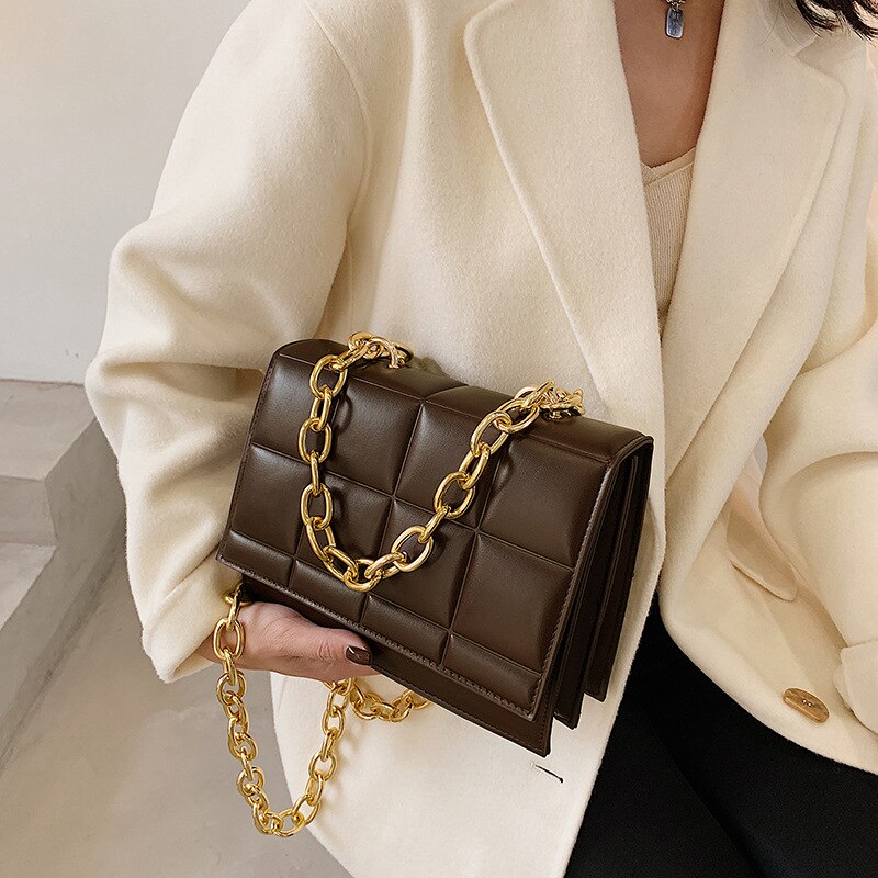 Túi đeo chéo JASMIN NOIR thiết kế sọc caro có tay cầm thời trang cho nữ