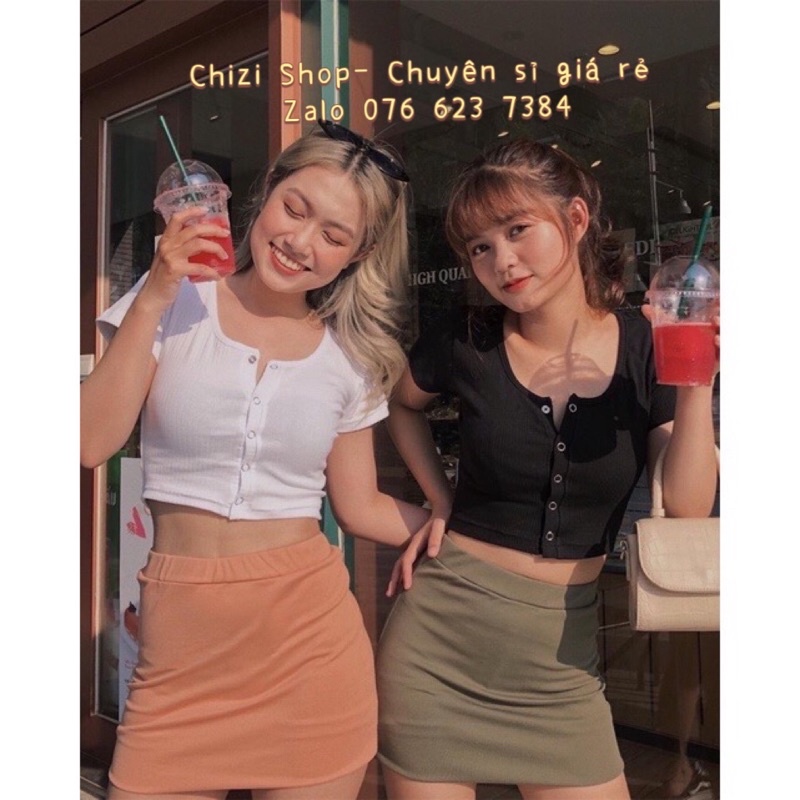 🌱ÁO CROPTOP CÚC BẤM TAY NGẮN 🌱Chizi Shop
