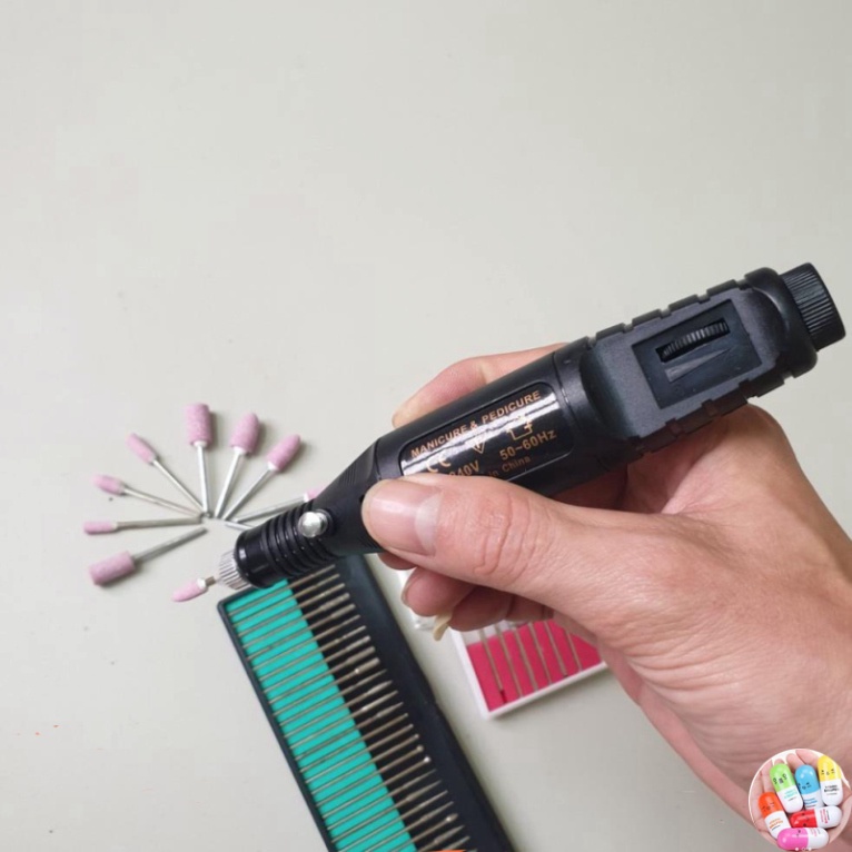 Máy mài khắc mini hoặc mài móng tay làm Nail đều ok FUll bộ có 30 mũi mài kim cương, 10 mũi đã và bộ mài giáp chân cán