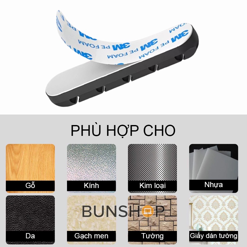 Đế dán / Kẹp giữ cố định chống rối dây cáp sạc điện thoại, tai nghe, dây phụ kiện đa năng