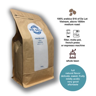 Cà phê hạt Arabica VieDeli, túi 500g