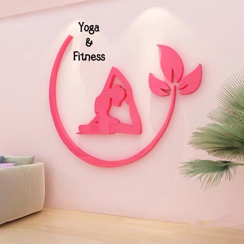 Tranh dán tường mica dán nổi tranh trí phòng tập yoga, thể dục thể thao, shop bán đồ tập