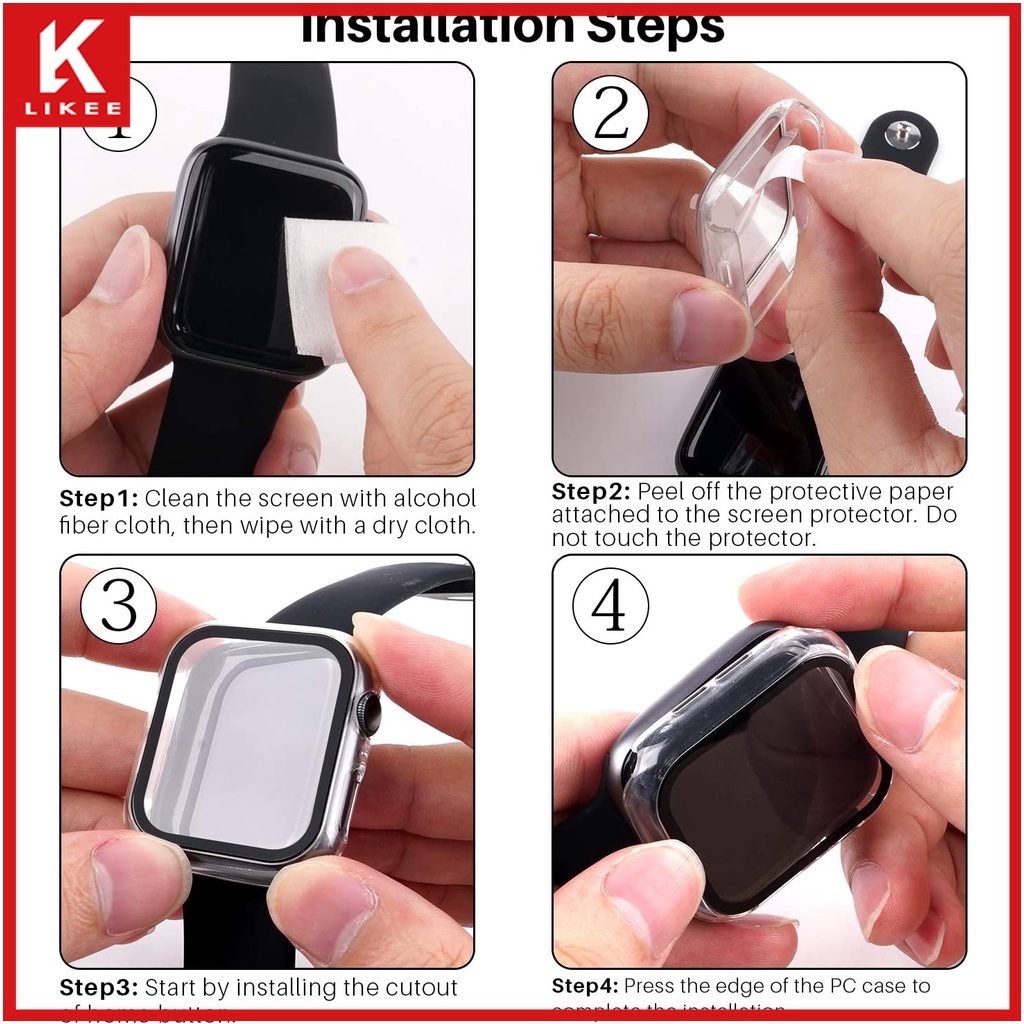 Ốp Bảo Vệ 360 Độ Bằng Nhựa Mặt Kính Cường Lực Cho Apple Watch Series 6 SE 5 4 3 2 1 iWatch 44mm 40mm 42mm 38mm