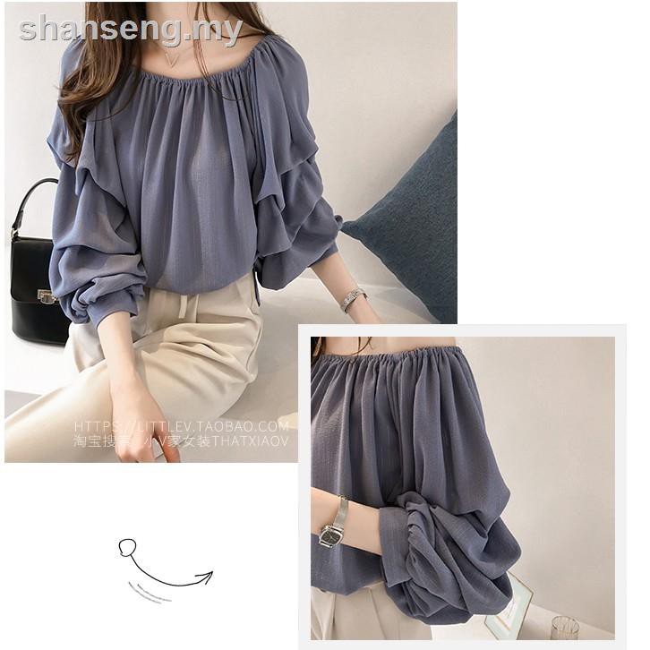 Áo Sơ Mi Chiffon Cổ Thuyền Dáng Rộng Thời Trang Công Sở Phong Cách Hàn Quốc Cho Nữ