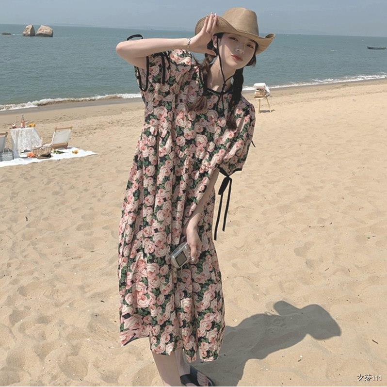 Váy công chúa tình yêu đầu tiên của Pháp màu hồng dài hoa nữ Xia Xianqi siêu cổ tích rừng bên biển đi nghỉ