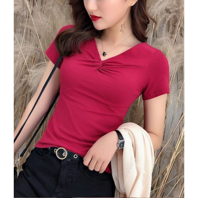 Áo cotton xoắn ngực