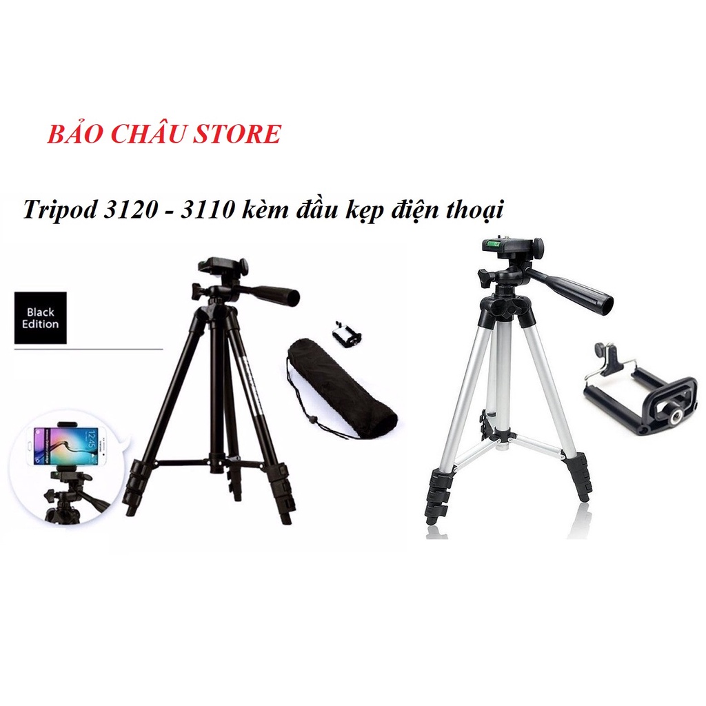 Giá đỡ điện thoại 3 chân Tripod - kèm đầu kẹp điện thoại - điều khiển remote tương thích với nhiều dòng máy