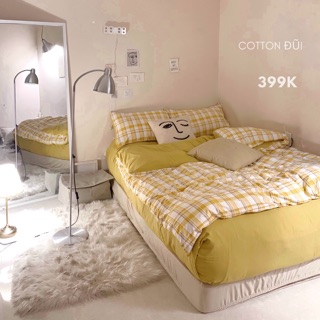 BỘ CHĂN GA GỐI COTTON ĐŨI KẺ/CARO: full 9 màu (bảng 1)
