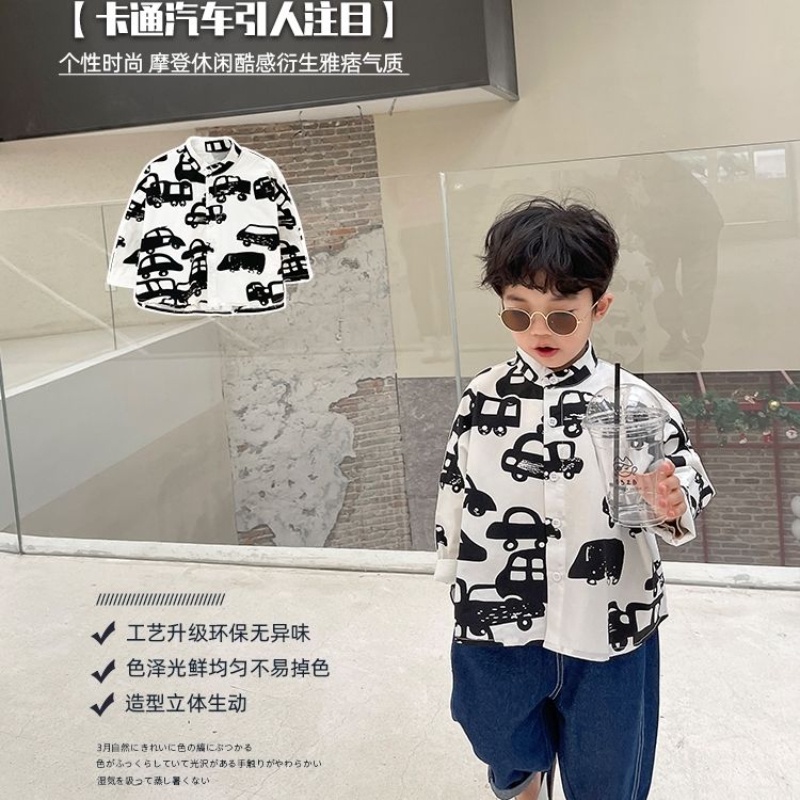 Áo Sơ Mi Dài Tay Phong Cách Hàn Quốc Thời Trang Thu Xuân Dành Cho Bé Trai